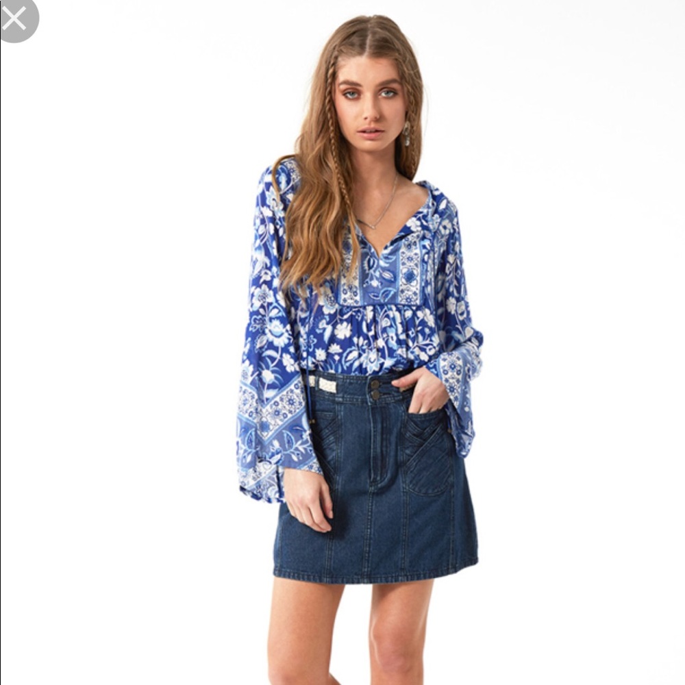 Spell & the Gypsy Boulevard Denim Mini Skirt - Picture 2 of 10